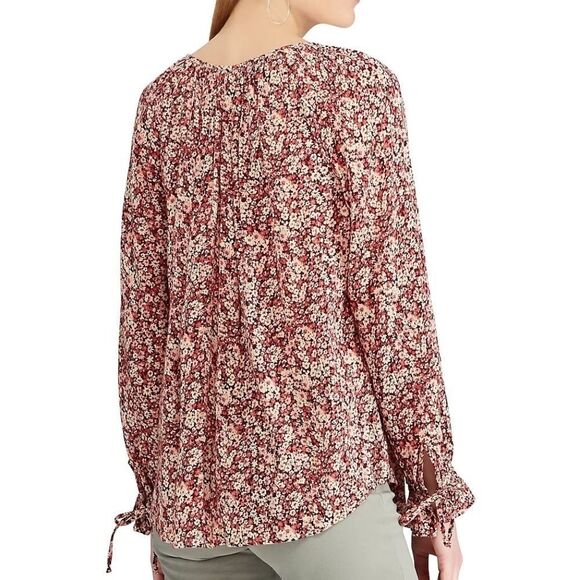 Chaps Boho Floral Print Peasant Top - Picture 2 of 15